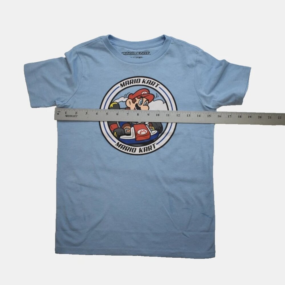 Mario Kart Youth Boys Mario Kart Light Blue Shirt New Small (6/7) - Picture 3 of 6